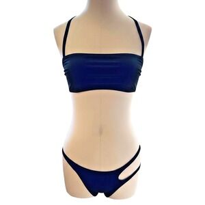 L'Agent By Agent Provocateur Bikini Swimsuit Womens Medium Blue Cutout 2 Piece